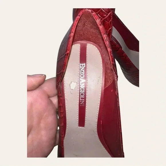 Women’s ENZO ANGIOLINI HEELS‎ CONE HEELS ALLIGATOR SKIN RED IN COLOR SIZE 6.5M - Picture 11 of 16
